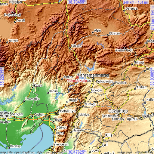 Topographic map of Yenicekale