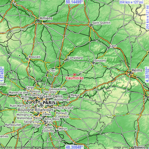 Topographic map of Vaumoise