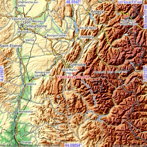 Topographic map of Vaulnaveys-le-Bas