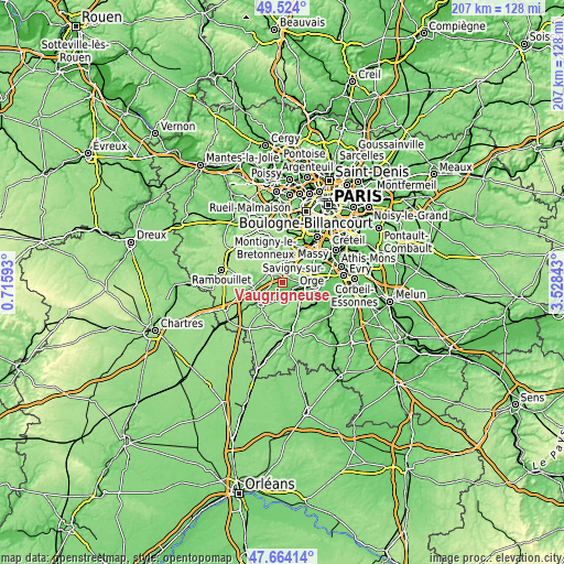 Topographic map of Vaugrigneuse