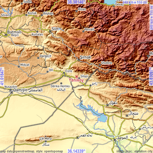 Topographic map of Yeniköy