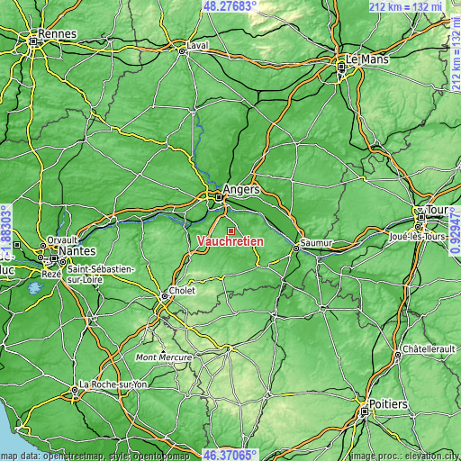 Topographic map of Vauchrétien