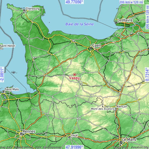 Topographic map of Vassy