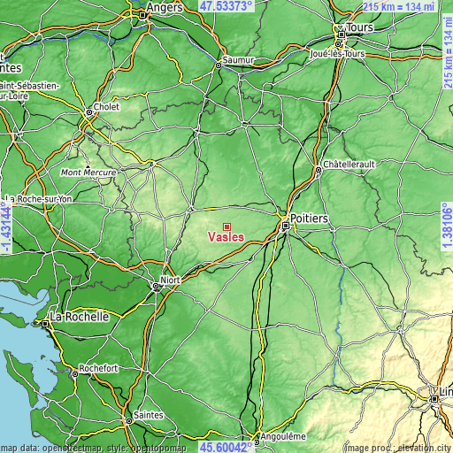 Topographic map of Vasles