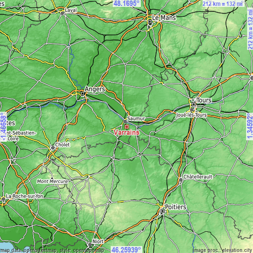 Topographic map of Varrains