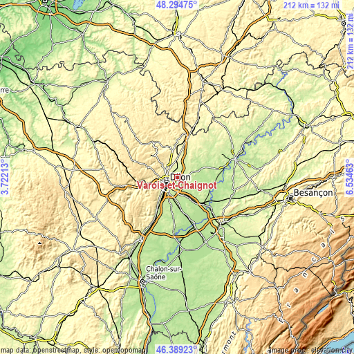 Topographic map of Varois-et-Chaignot