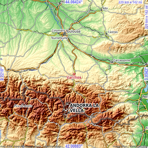 Topographic map of Varilhes