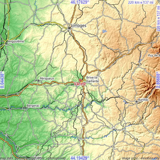 Topographic map of Varetz