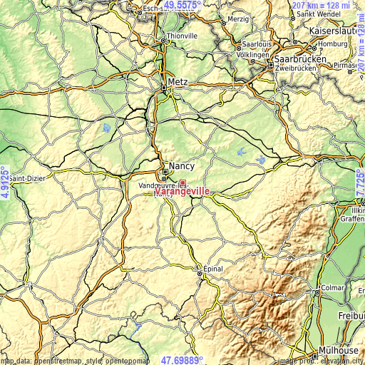 Topographic map of Varangéville