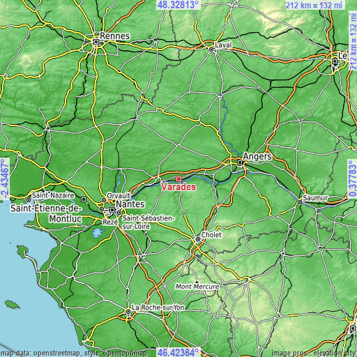 Topographic map of Varades