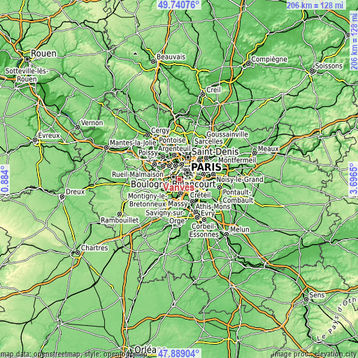 Topographic map of Vanves