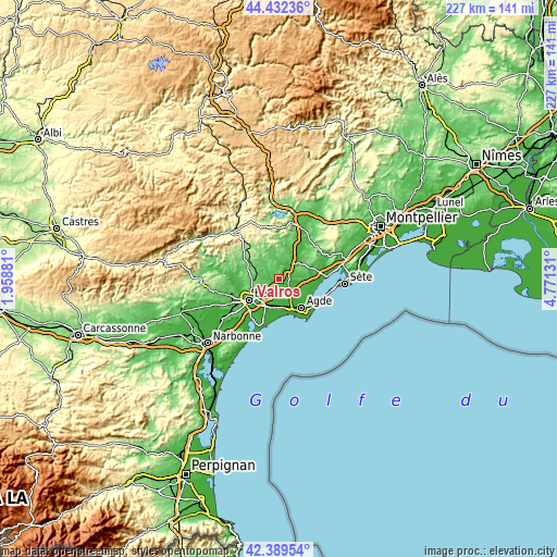 Topographic map of Valros