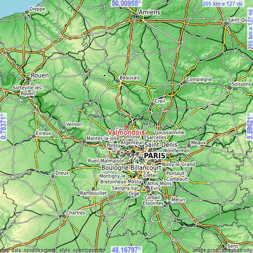 Topographic map of Valmondois