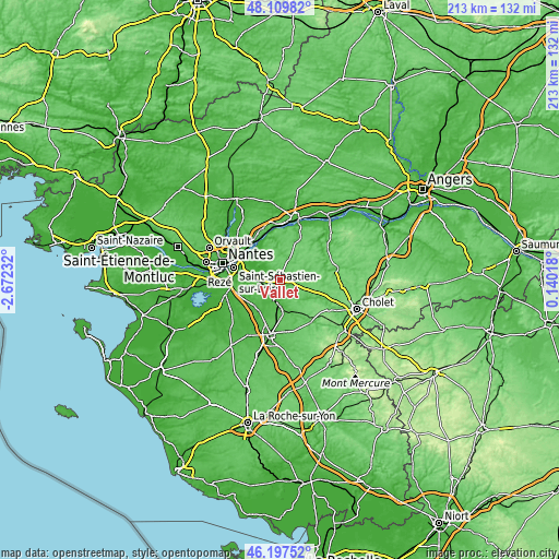 Topographic map of Vallet