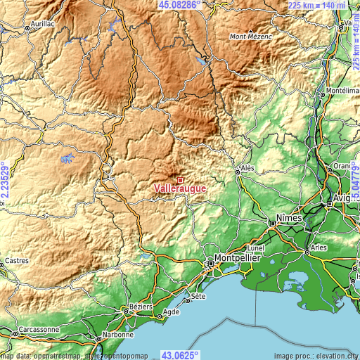 Topographic map of Valleraugue