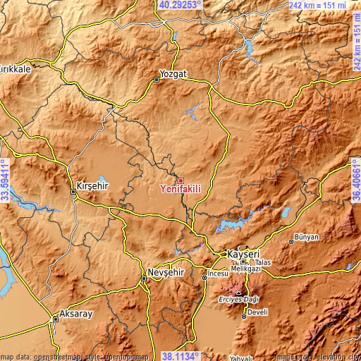 Topographic map of Yenifakılı