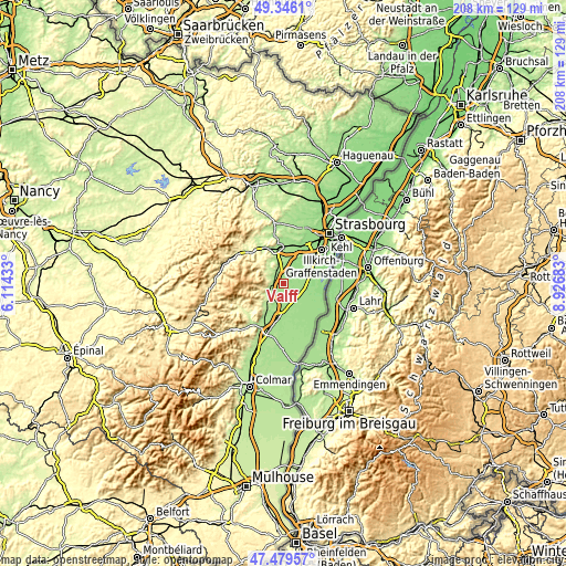 Topographic map of Valff