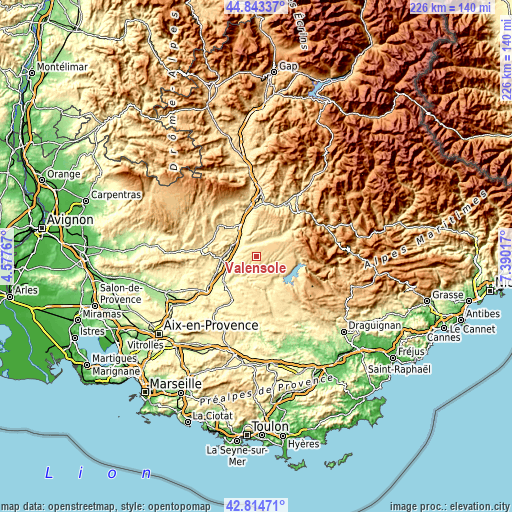 Topographic map of Valensole