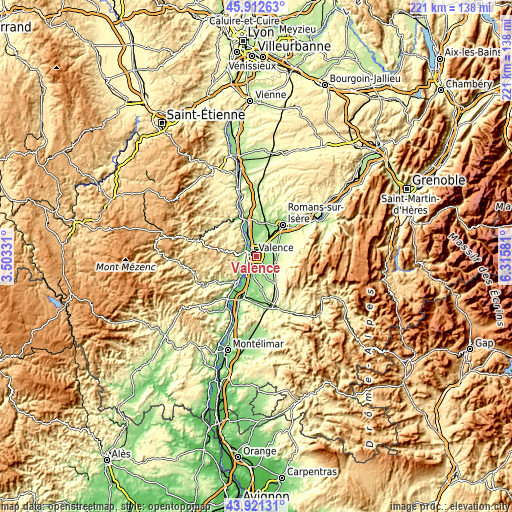 Topographic map of Valence