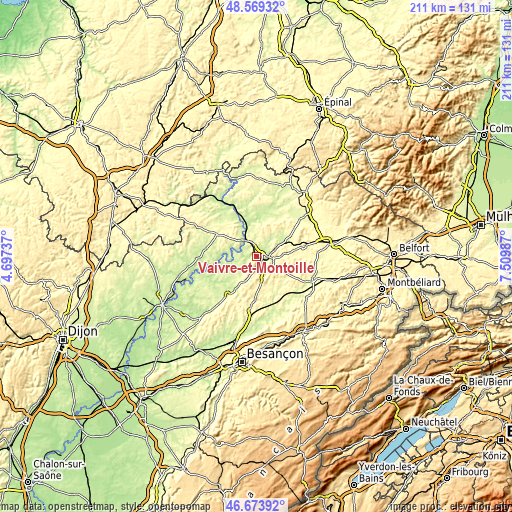 Topographic map of Vaivre-et-Montoille