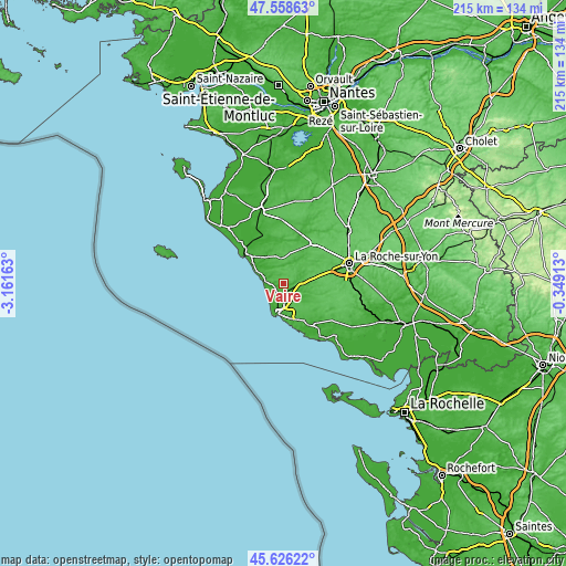 Topographic map of Vairé