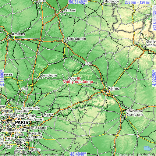 Topographic map of Vailly-sur-Aisne