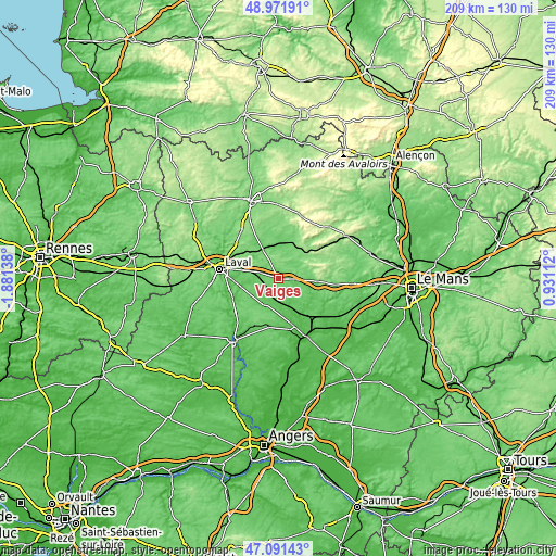 Topographic map of Vaiges