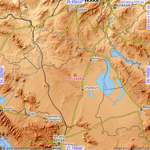 Topographic map of Yeniceoba