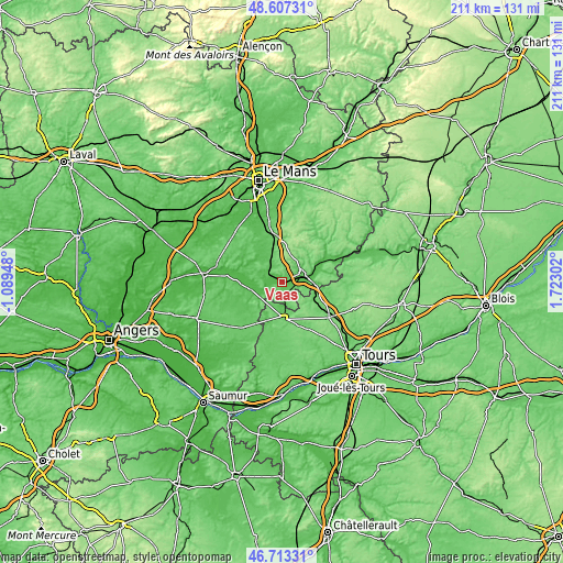 Topographic map of Vaas