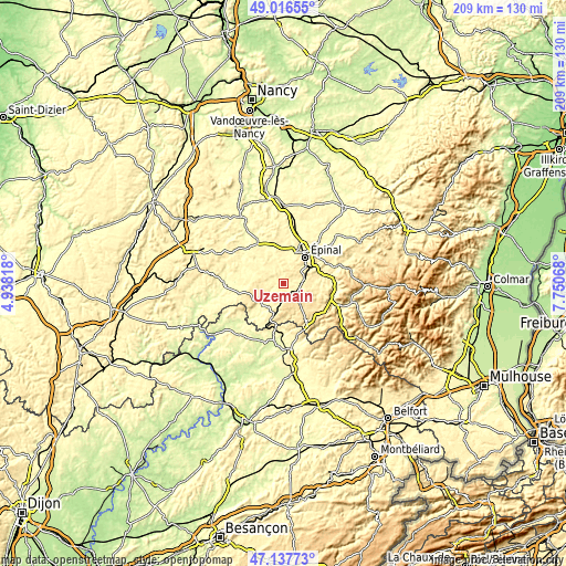 Topographic map of Uzemain