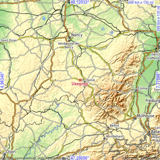 Topographic map of Uxegney