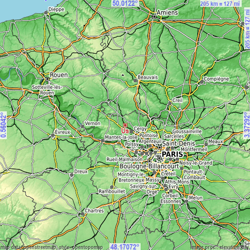 Topographic map of Us