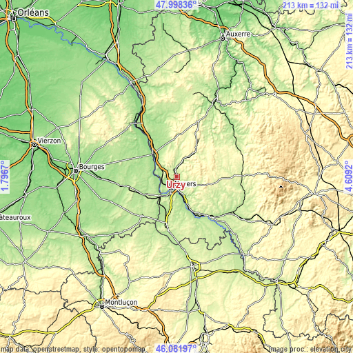 Topographic map of Urzy