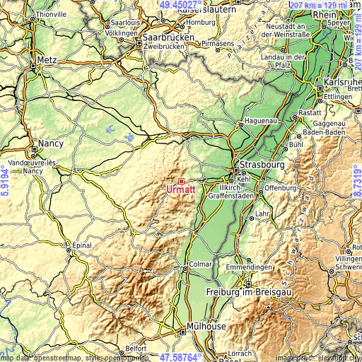 Topographic map of Urmatt