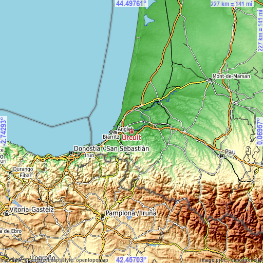 Topographic map of Urcuit