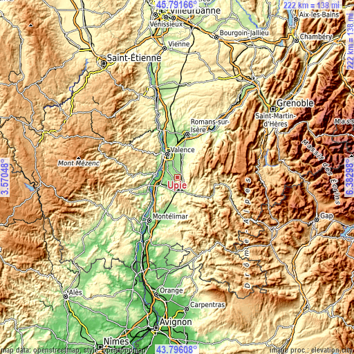 Topographic map of Upie