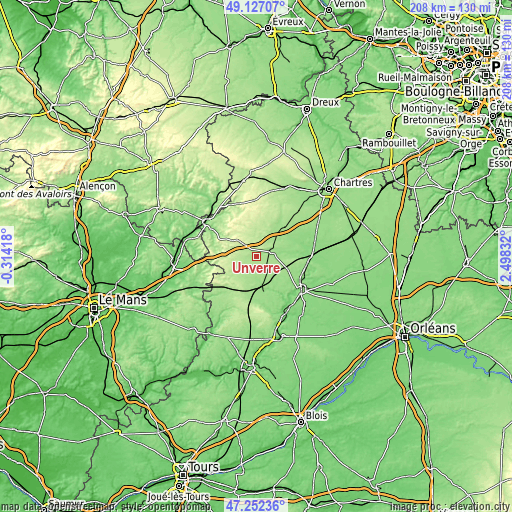 Topographic map of Unverre