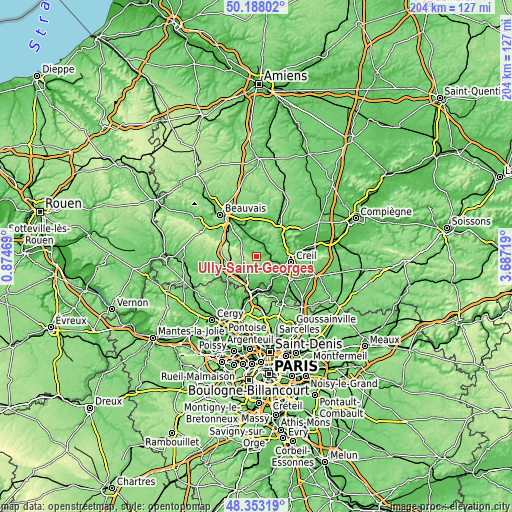 Topographic map of Ully-Saint-Georges