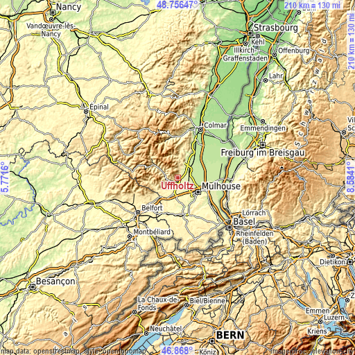 Topographic map of Uffholtz