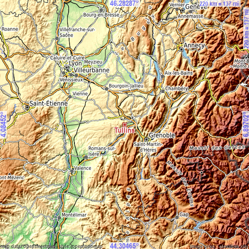 Topographic map of Tullins