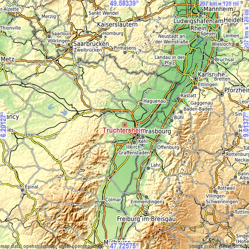 Topographic map of Truchtersheim