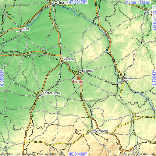 Topographic map of Trouy