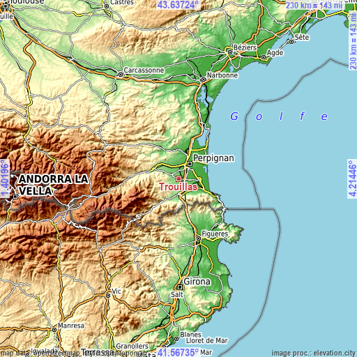 Topographic map of Trouillas