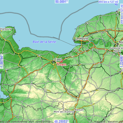 Topographic map of Troarn