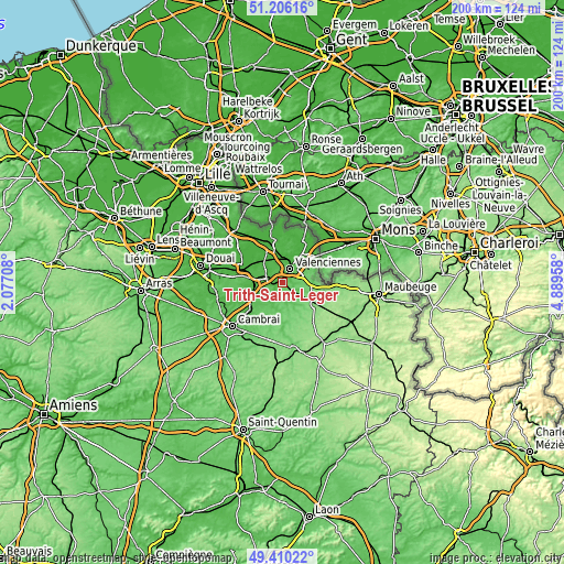 Topographic map of Trith-Saint-Léger