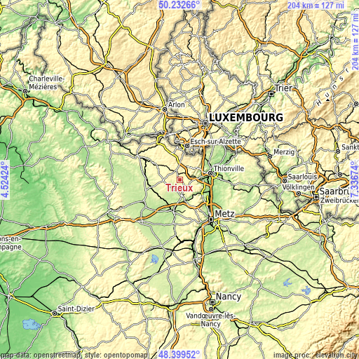 Topographic map of Trieux