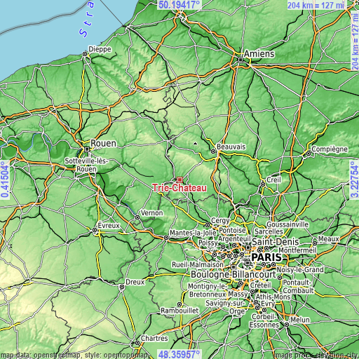 Topographic map of Trie-Château