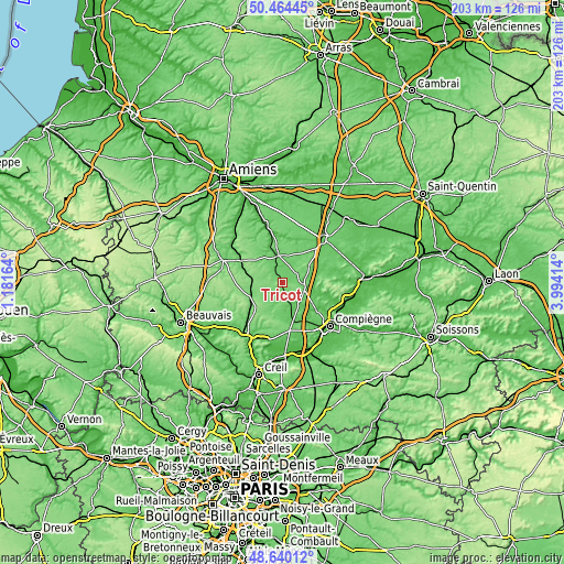 Topographic map of Tricot