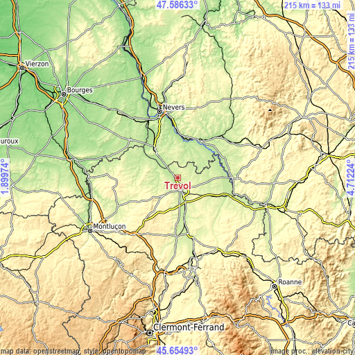 Topographic map of Trévol