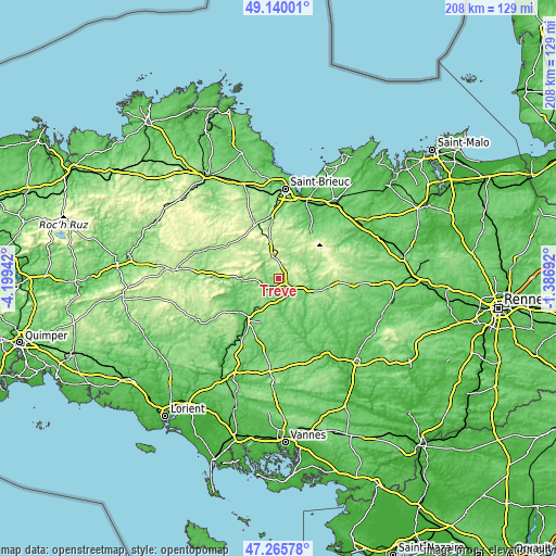 Topographic map of Trévé